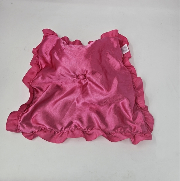 Okie Dokie Pink Owl Security Blanket Lovey Rattle Plush Satin Ruffle Baby Toy - Picture 5 of 6